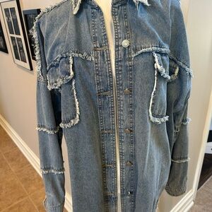 Mazik Frayed Edge Light Blue Denim Button-Down Shirt